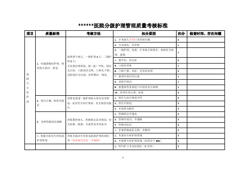 医院分级护理管理质量考核标准