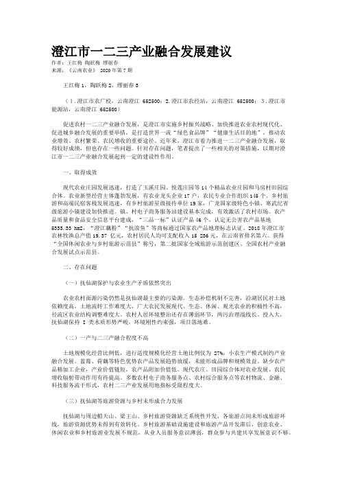 澄江市一二三产业融合发展建议