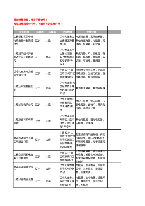 新版辽宁省大连电阻器工商企业公司商家名录名单联系方式大全18家