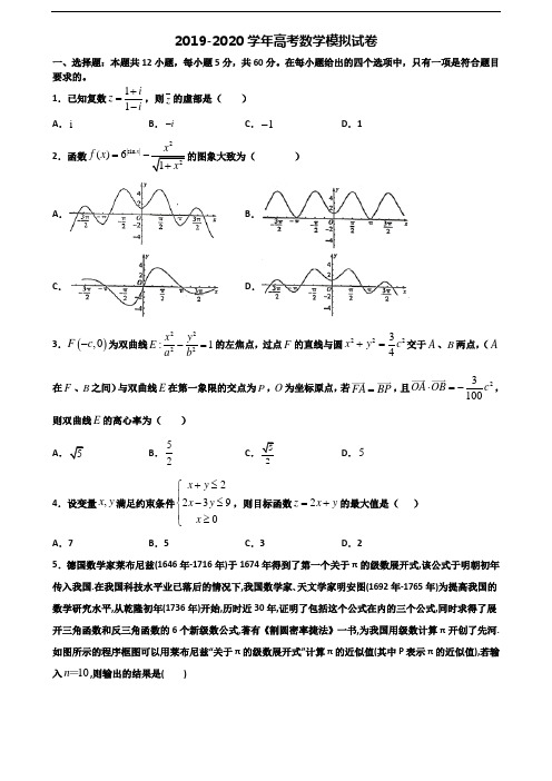 2020杭州市高考数学学业质量监测试题