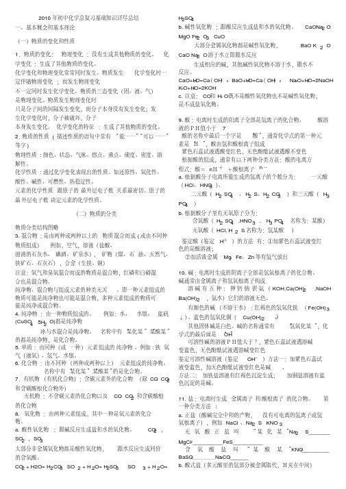 初中化学总复习基础知识详尽总结