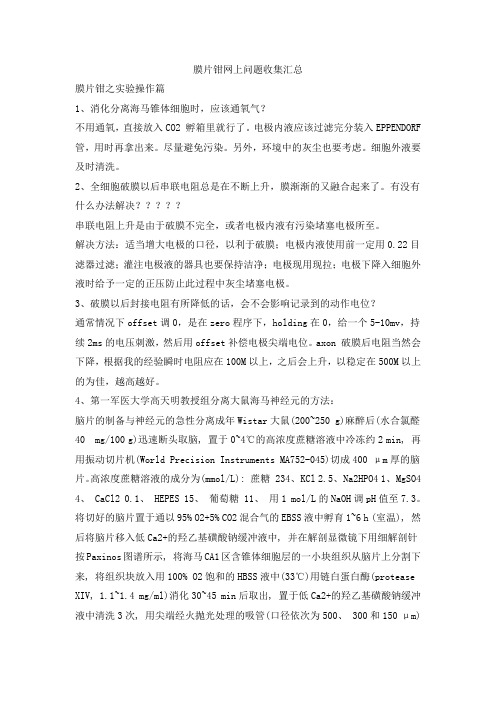 膜片钳之问题汇总