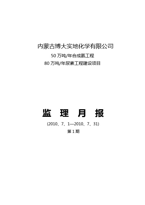 工程开始第一个月监理月报范例