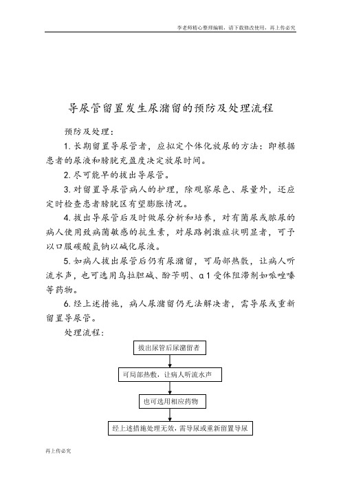 最新导尿管留置发生尿潴留的预防及处理流程