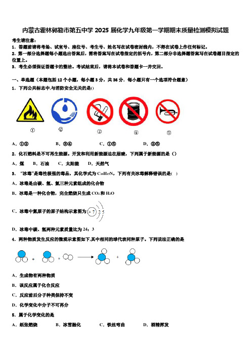 内蒙古霍林郭勒市第五中学2025届化学九年级第一学期期末质量检测模拟试题含解析