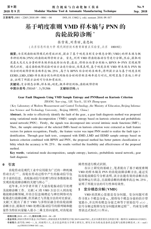 基于峭度准则VMD样本熵与PNN的齿轮故障诊断