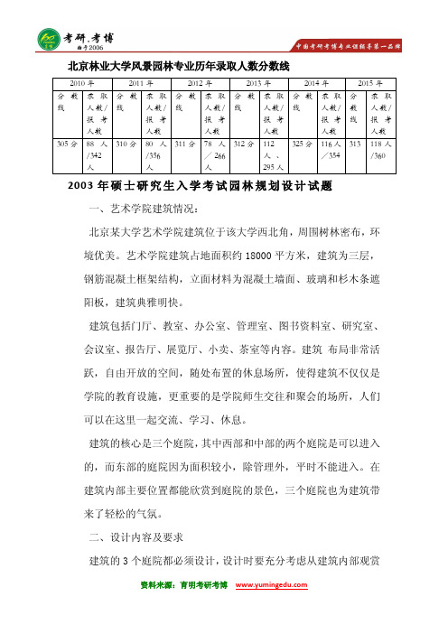 2016年北京林业大学风景园林专业专硕考研分数线历年考研历年真题考研专业课考研大纲考研考研读书笔记11