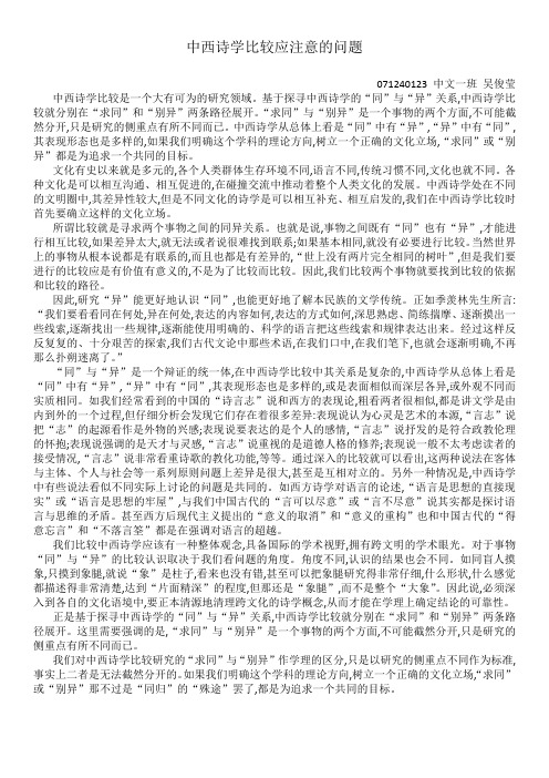 中西诗学比较应注意的问题
