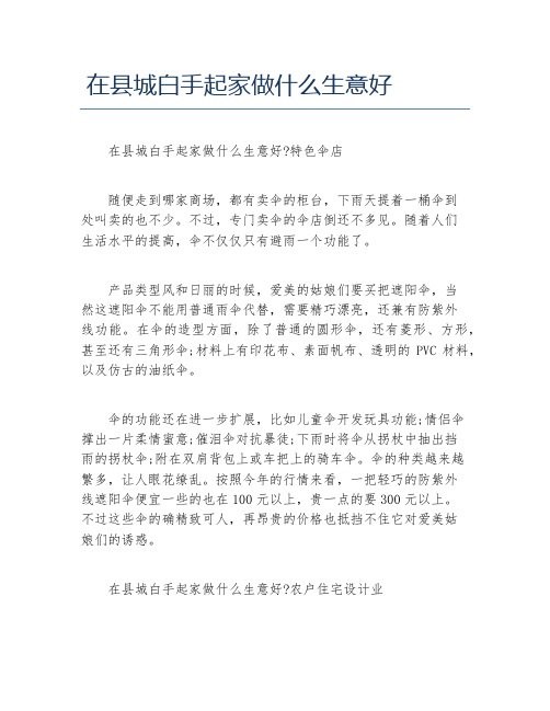 如何创业在县城白手起家做什么生意好