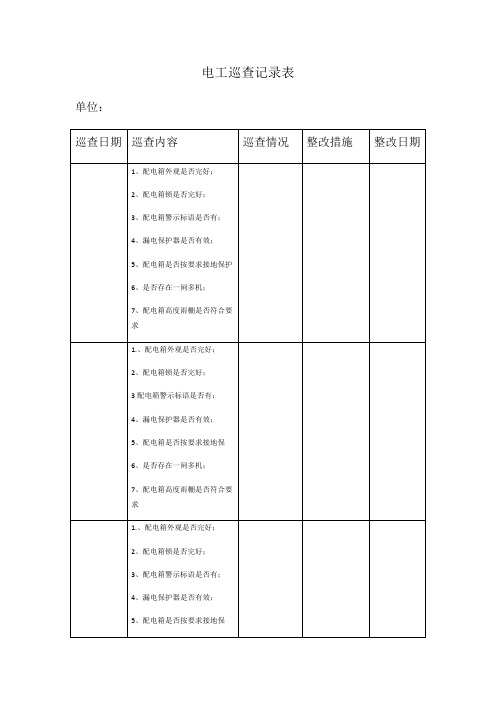 配电箱日常巡查记录表