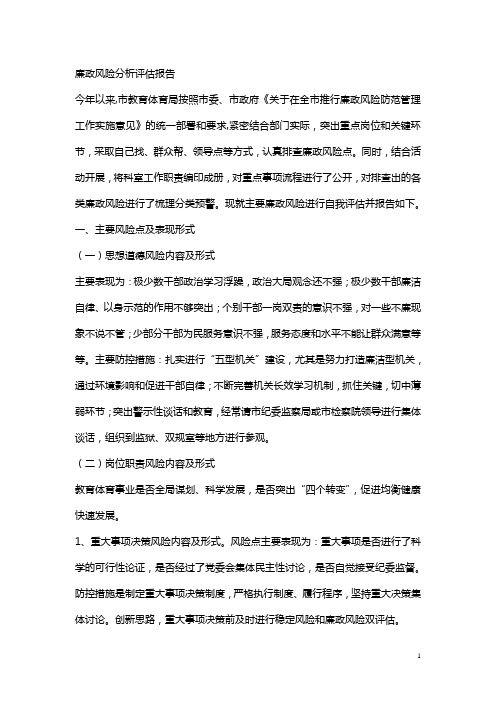 廉政风险分析评估报告资料