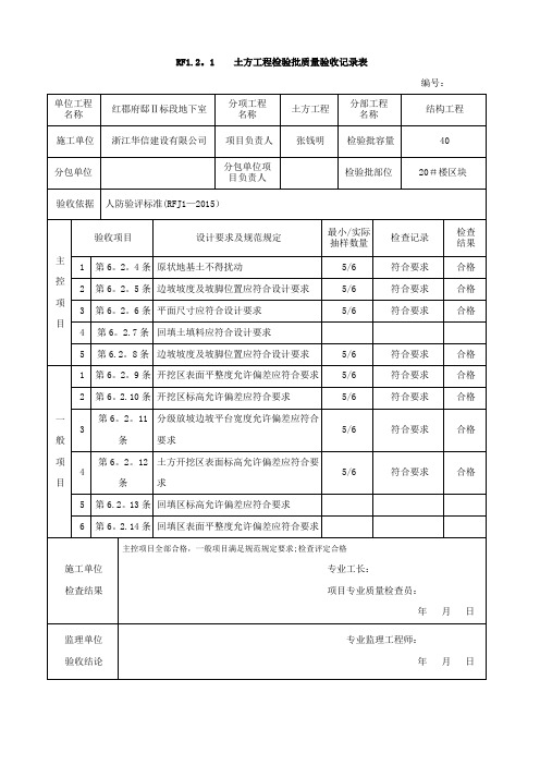 RF1.2.1    土方工程检验批质量验收记录表