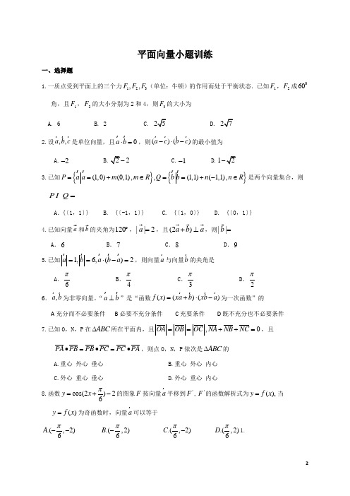 平面向量选择填空题训练