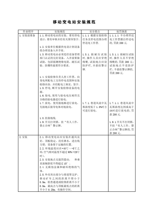 移动变电站安装规范