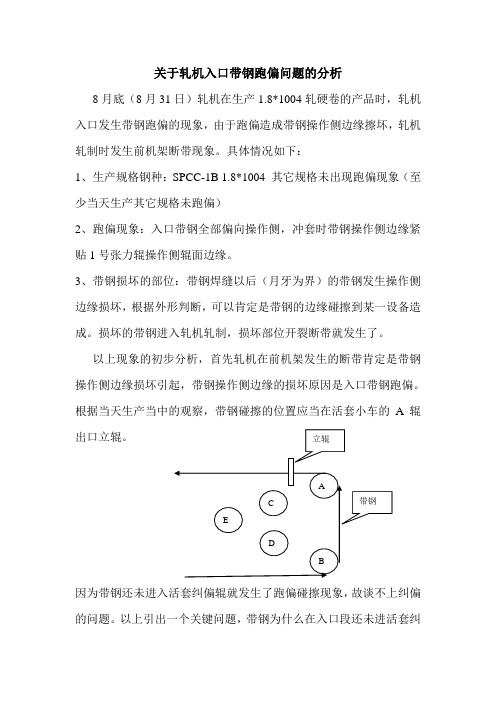 关于轧机入口带钢跑偏问题的分析