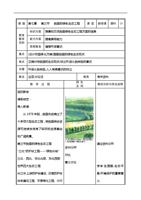7.3 我国的绿色生态工程