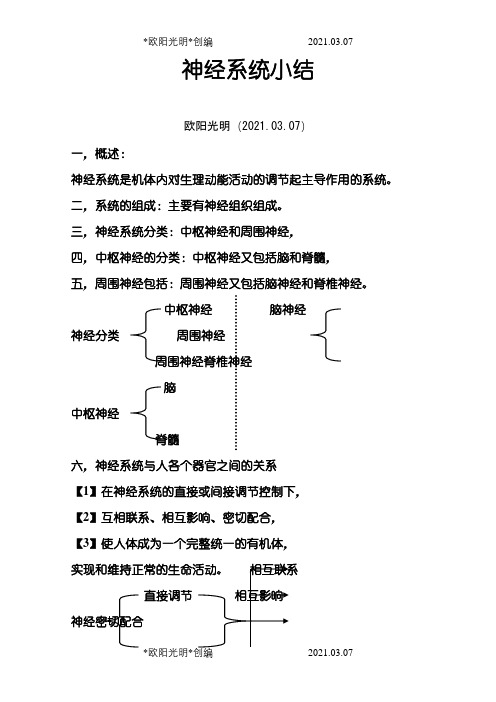 神经系统小结之欧阳光明创编