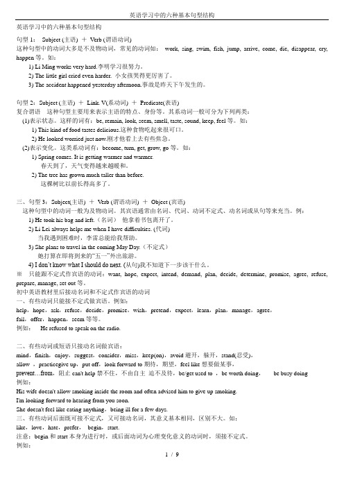 英语学习中的六种基本句型结构
