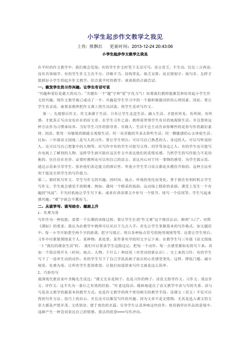 小学生起步作文教学之我见