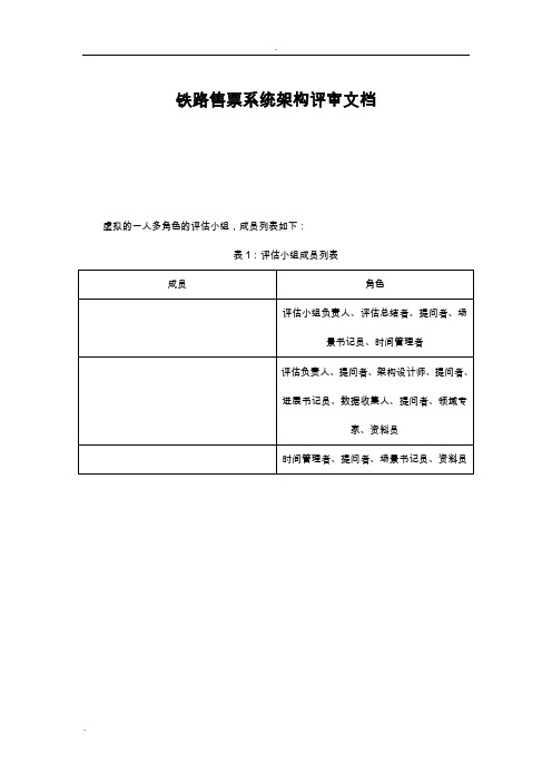 铁路售票系统架构评审文档