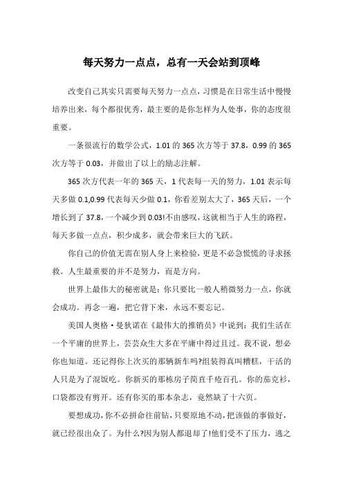 每天努力一点点,总有一天会站到顶峰_职场故事