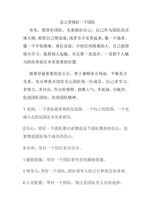 怎么带好一个团队