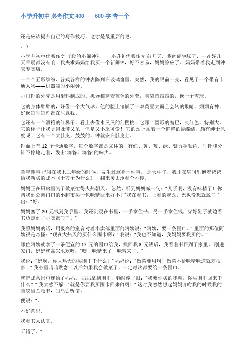 小学升初中作文题目范文