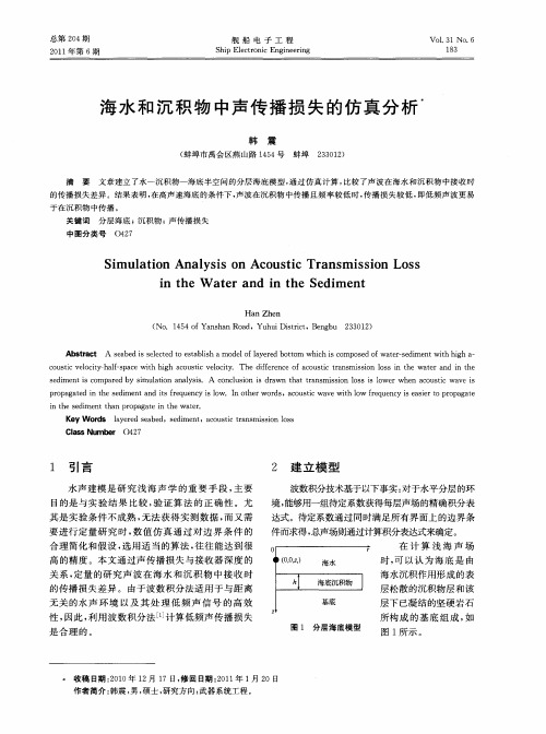 海水和沉积物中声传播损失的仿真分析