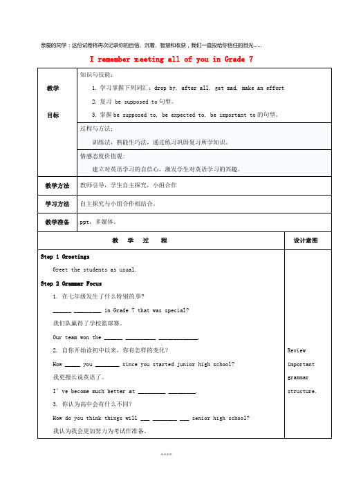 九年级英语全册 Unit 14 Grade 7 Grammar Focus 4a-4b教案 (新版)人教新目标版