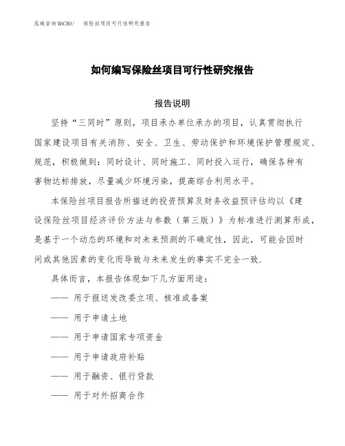 如何编写保险丝项目可行性研究报告