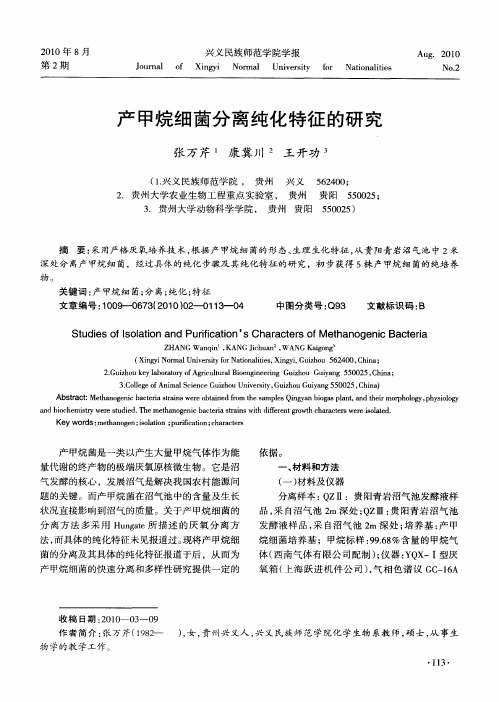 产甲烷细菌分离纯化特征的研究