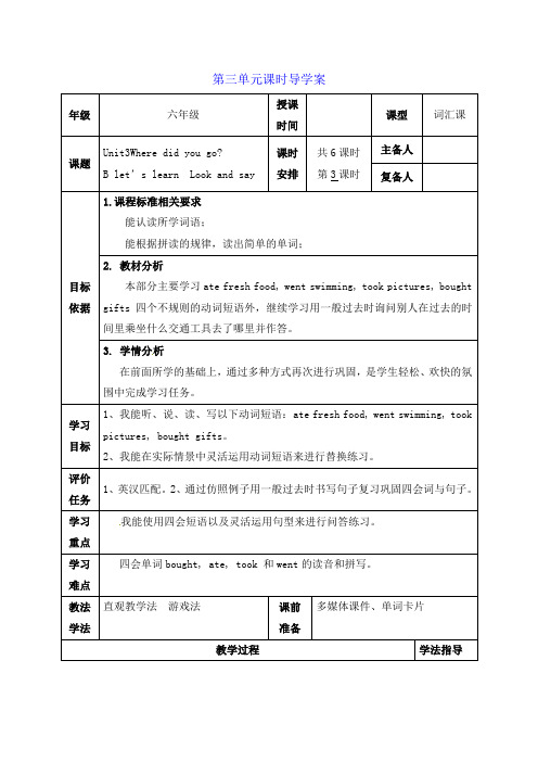人教(PEP)六年级下册英语unit3  where did you go B Learn