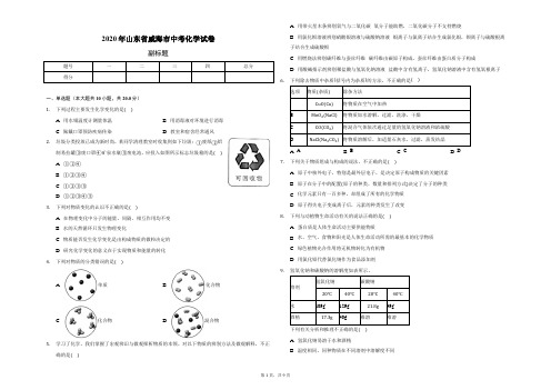 2020年山东省威海市中考化学试卷(含答案解析)