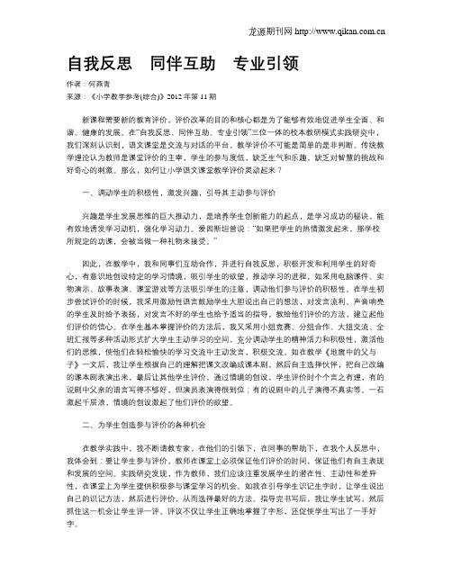 自我反思 同伴互助 专业引领
