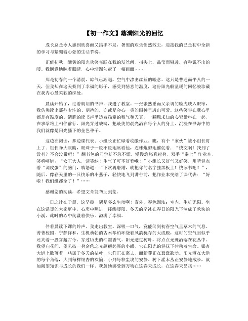 【初一作文】落满阳光的回忆