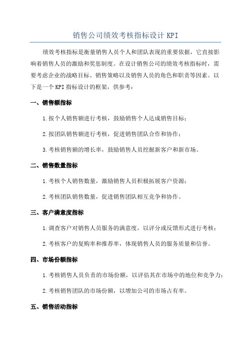 销售公司绩效考核指标设计KPI