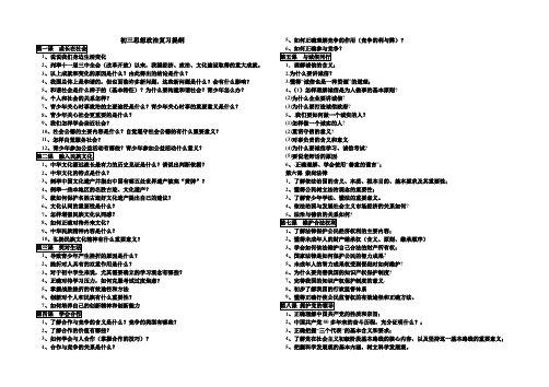 初三政治提纲(人教版)