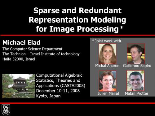 Sparse and Redundant  Representation Modeling  for Image Processing