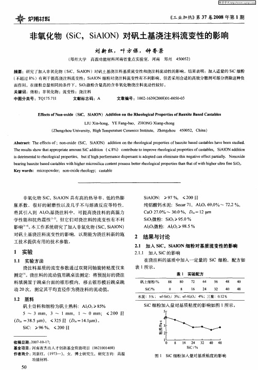 非氧化物(SiC,SiAlON)对矾土基浇注料流变性的影响