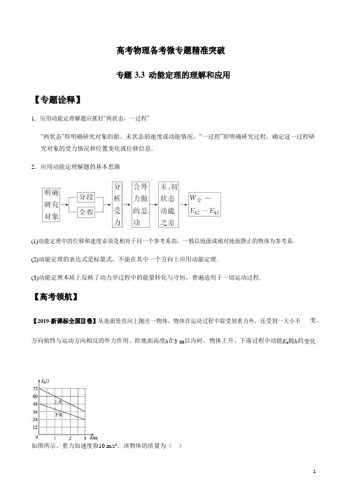 专题33 动能定理的理解和应用(解析版)