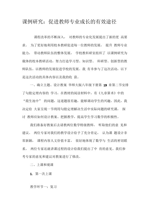 课例研究：促进教师专业成长的有效途径-教育文档