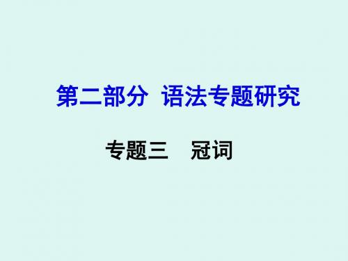 中考试题研究·英语课标版第二部分语法专题研究课件：专题三  冠词(共28张PPT)