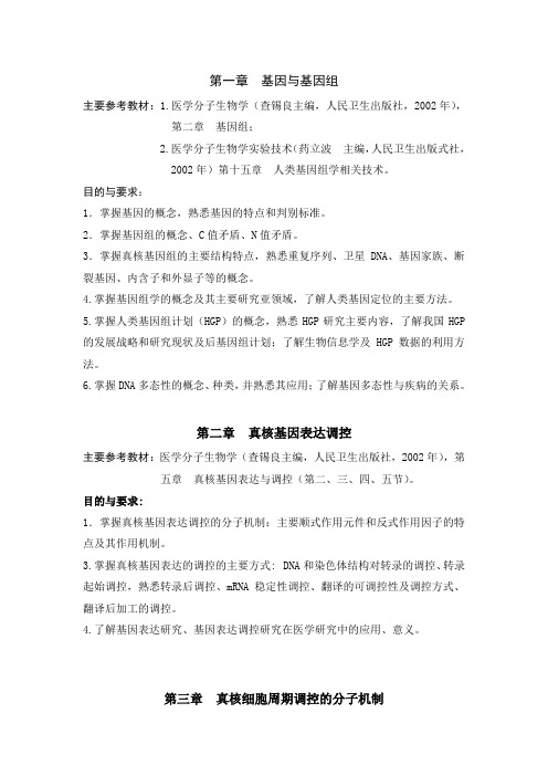 研究生医学分子生物学教学大纲