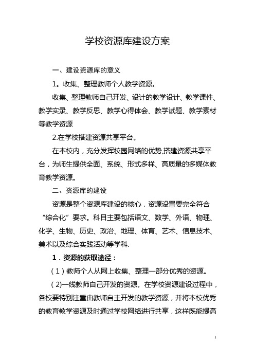 校本资源库建设方案