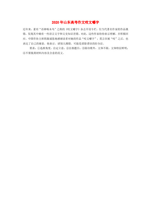 2020年普通高等学校招生全国统一考试高考语文作文题目 咬文嚼字(山东卷)