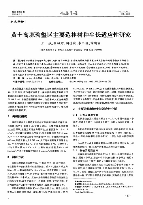 黄土高塬沟壑区主要造林树种生长适应性研究