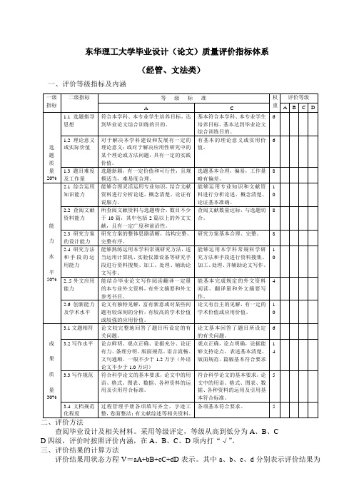 毕业设计(论文)质量评价指标体系