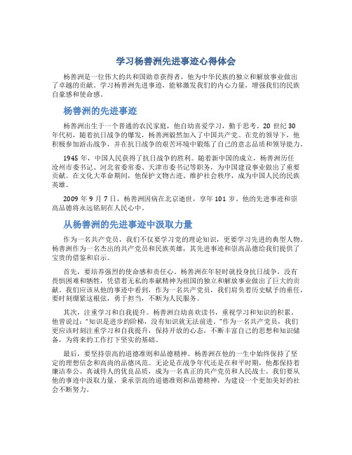 学习杨善洲先进事迹心得体会