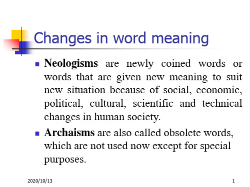 Changes in word meaningPPT课件