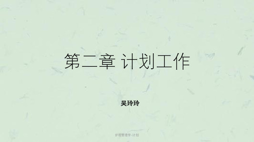 护理管理学-计划课件